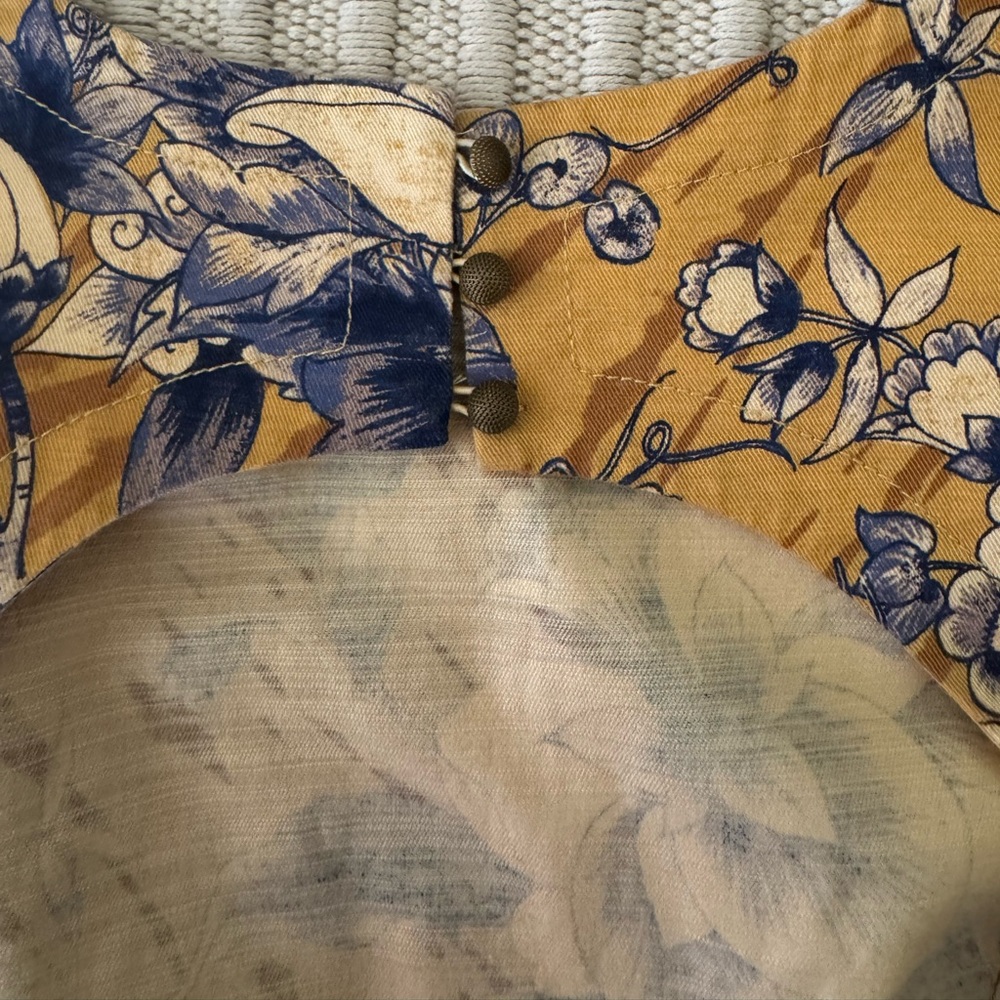 Anthropologie Tie-Back‎ Utility Mini Dress Gold Floral Size 10 - Picture 12 of 13